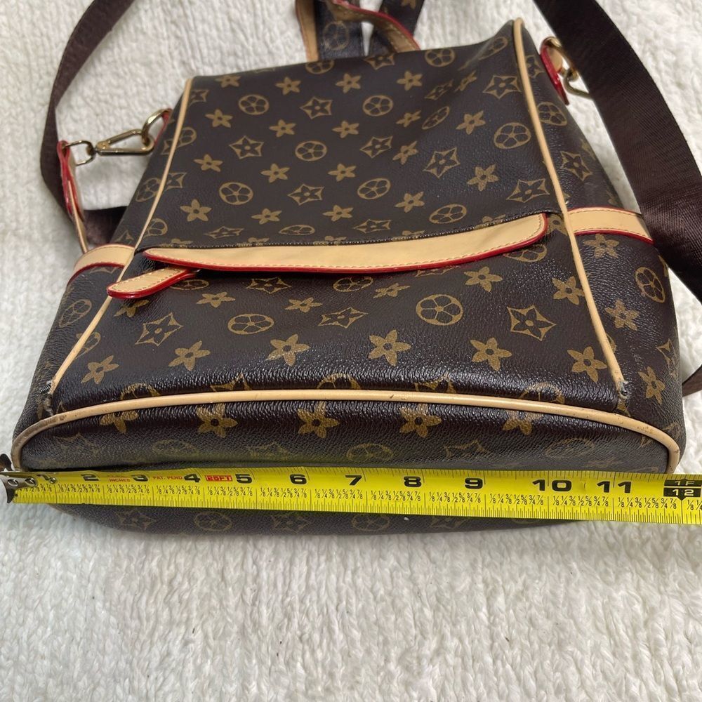 Stylish  Synthetic Brown & Gold Backpack / Shoulder bag tan trim Accents - Picture 11 of 15